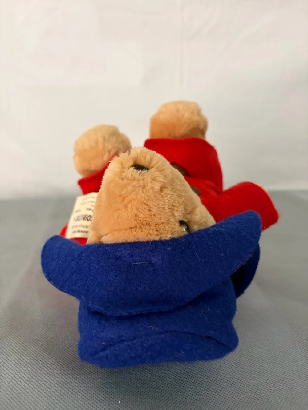 Vintage Paddington Bear Plush Darkest Peru Red Coat Blue Hat(F168)